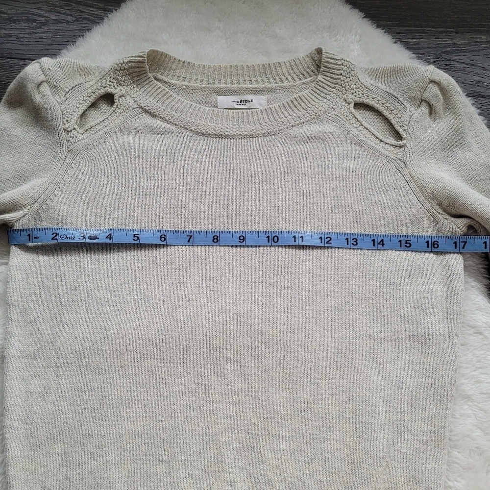 Isabel Marant Etoile Klee Cotton/Wool Blend Sweater In Light Heather Grey Sz 38 - Picture 6 of 8